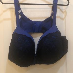 Torrid blue with black lace bra